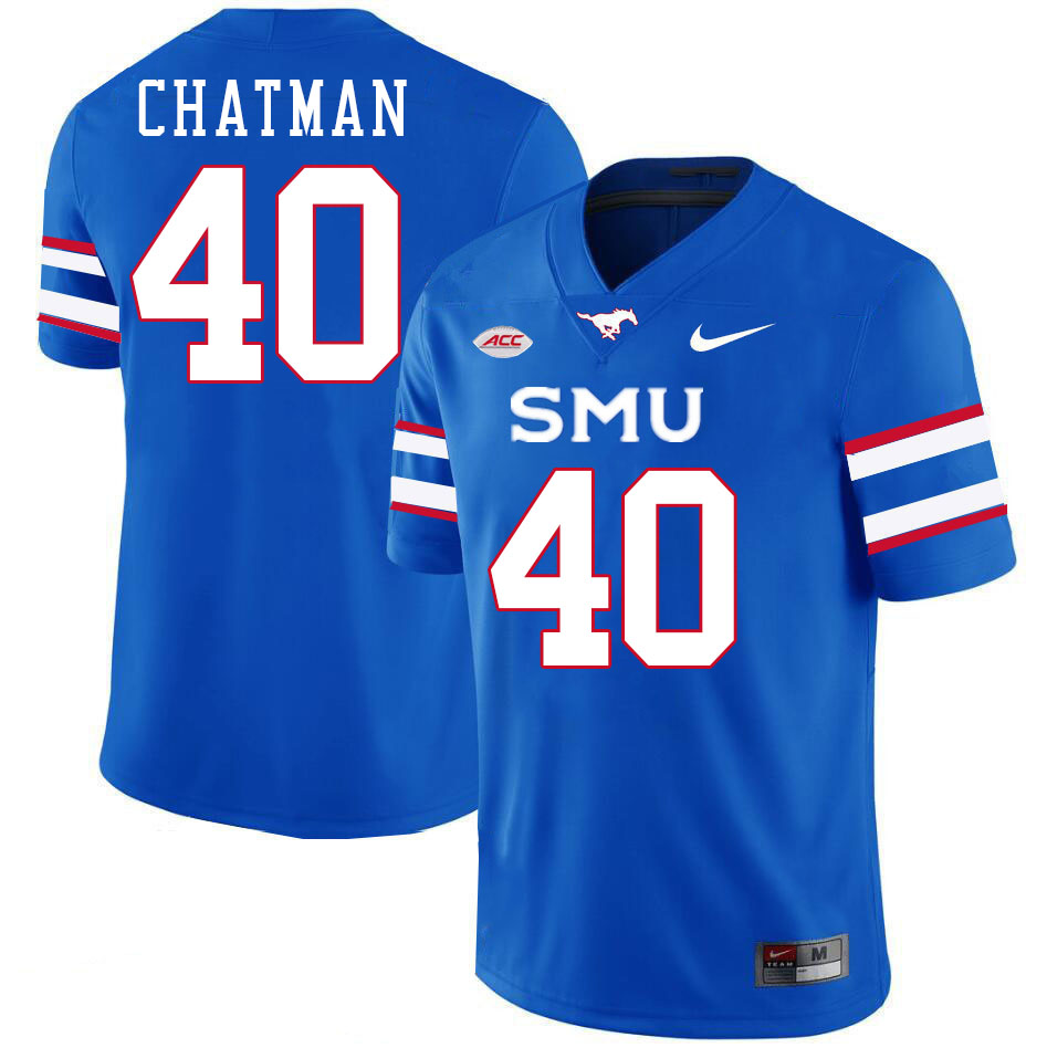 SMU Mustangs #40 Elijah Chatman Jersey College Football Uniforms-Royal